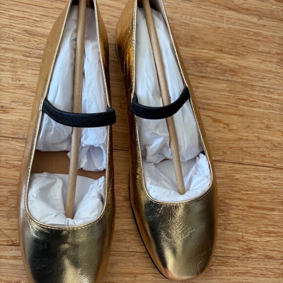 NEW Madewell The Greta Ballet Flat Gold Metallic Leather Size 8.5 NWT - Picture 2 of 6